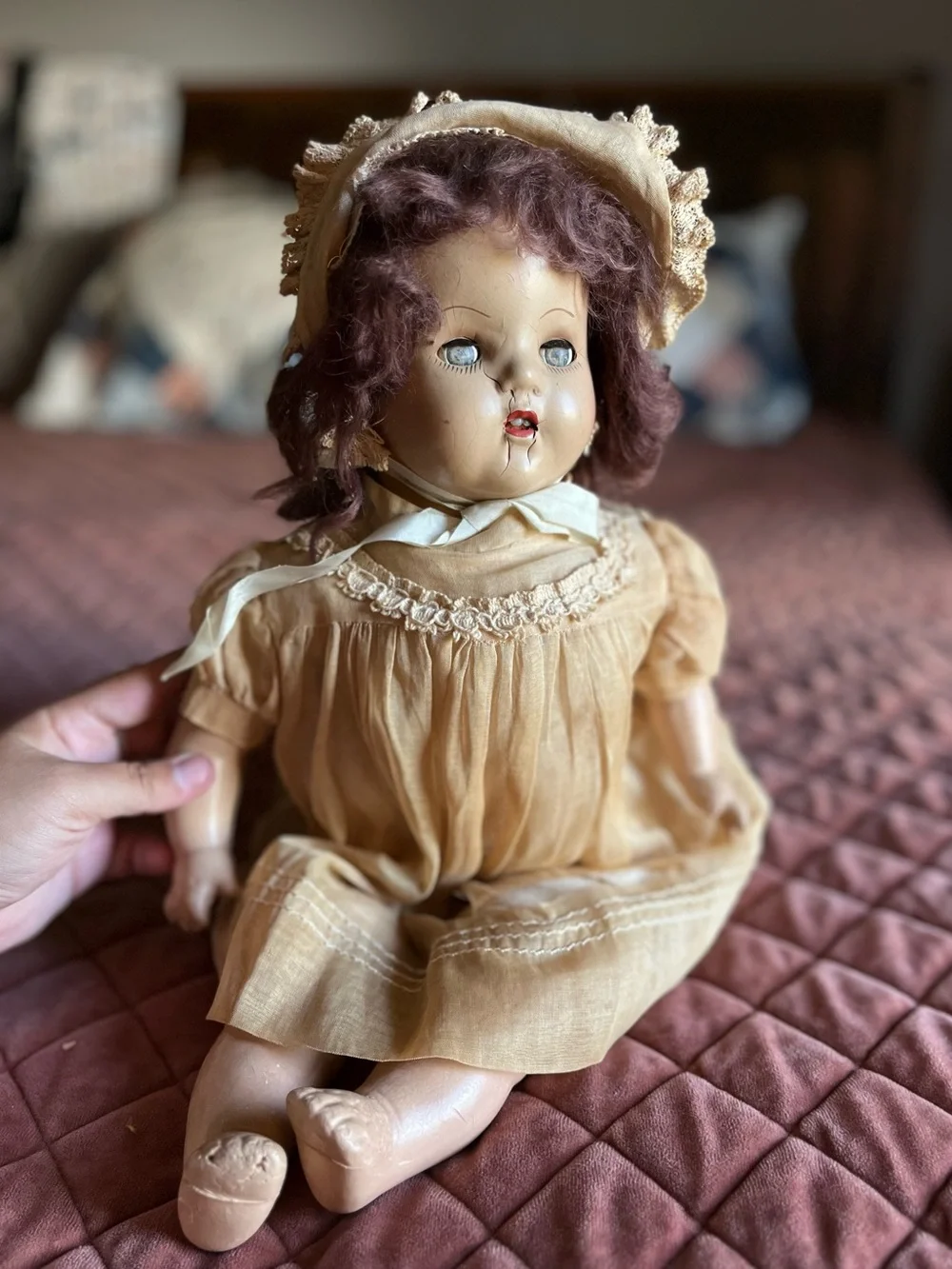 Antique Vintage Doll sleeping eyes cloth body